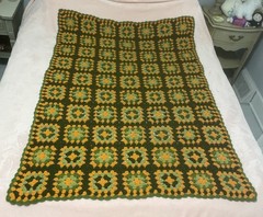 Vintage Handmade CROCHETED Throw BLANKET AFGHAN BOHO GRANNY Squares 44″ X 60″