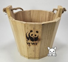 World Wildlife Fund (WWF) Decorative Wood Pail With Panda WWF Branded Logo