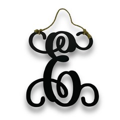 Hanging Metal Letter E Vine Monogram Black 8″ CNC Metal Art 8 inch Tall