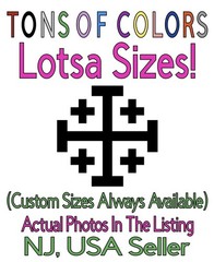 Jerusalem Cross Die Cut Vinyl Decal “Sticker” Many Sizes/50+ Colors Religious
