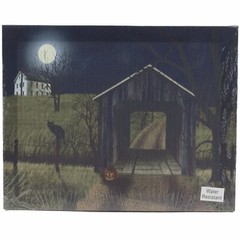 Billy Jacobs Sleepy Hollow Bridge Canvas Print Halloween Black Cat Pumpkin 8×10″