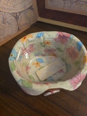 Pastel Floral Basket With Maple Lid, Longaberger, Artist Made In USA