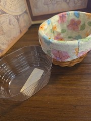 Pastel Floral Basket With Maple Lid, Longaberger, Artist Made In USA