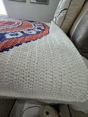Chicago Bears Handmade Crochet Throw Blue Orange White 5′ 5″
