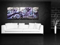 Large Modern Abstract Metal Wall Art Contemporary Painting Purple Blue Decor