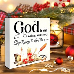 2D Christian Gift “God is Still Writing Your Story” Bible Verse Sign Decoration