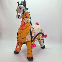 Vintage Rajasthani Embroidered Fabric Horse Made in India Vintage Folk Art BOHO