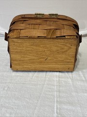VTG Fairmont Basket Works Woven Hand Painted Lid Flowers Signed (mc)