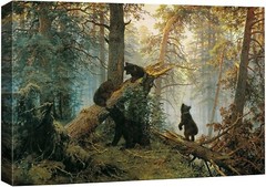 24″x36″-Black Bears in the Forest Landscape Wall Art Nature Canvas Print