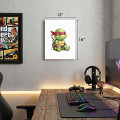 TMNT Raphael Baby Turtle Watercolor Canvas Wall Art UV Print 12×16 Decor