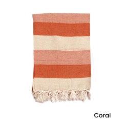Rustica Cotton/Polyester Texture Striped Large Throw/Bed Runner 130 x 200 cm