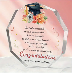 Graduation Plaque 3.9in Acrylic Keepsake with Inspirational Message for Graduate