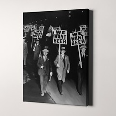 We Want Beer Protest Prohibition Funny Bar Beer 24” x 16” Canvas Wall Art Print