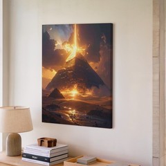 Wall Art Canvas a Glowing Egyptian Pyramid Stands Amidst a Vast Mystical