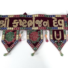 Indian Door Hanging Toran Embroidered Window Valence Ethnic Velvet Beaded Décor