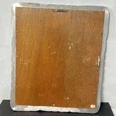 Vintage Antique Mid Century Rectangular Mirror Wall Hanging Pewter Mirror