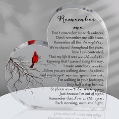 Yookeer Sympathy Gift Acrylic Heart Shape Memorial Bereavement Gifts for Loss of