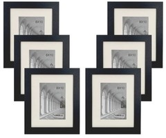 Studio 500 6PC Set 8 x 10 in Tabletop Wall Black Distressed Photo Frames 5×7 Mat