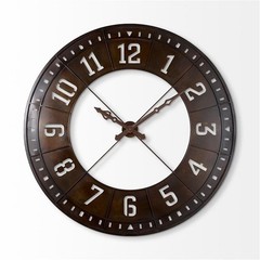 Pemberly Row 56.5″ Giant Oversize industrial Wall Clock in Brown