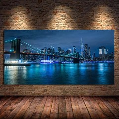New York City Skyline Manhattan Painting Canvas Print Modern City Poster Picture