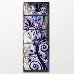 Large Modern Abstract Metal Wall Art Contemporary Painting Purple Blue Decor