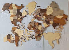 3D Wooden World Map “Real Wood” Travel Wall Art (Not Complete & See Description)
