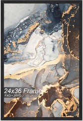 Engineered Wood 24×36 Frame, Black Picture Frame for 24 x 36 Inch Poster Puzz…