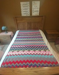 Red Blue Brown Grey Pink White Orange Multi colored Chevron Afghan Christmas gif