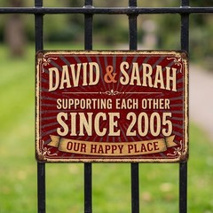 Custom Anniversary Metal Sign, Funny Couple Gift, Personalized Name Date Decor