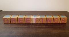 Wood Block Sign, 13.5″ Christmas Valentine’s Day, Friends, Greetings, 4 Msgs 80s