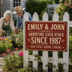 Personalized Couple Metal Sign, Funny Anniversary Gift, Custom Garden Decor