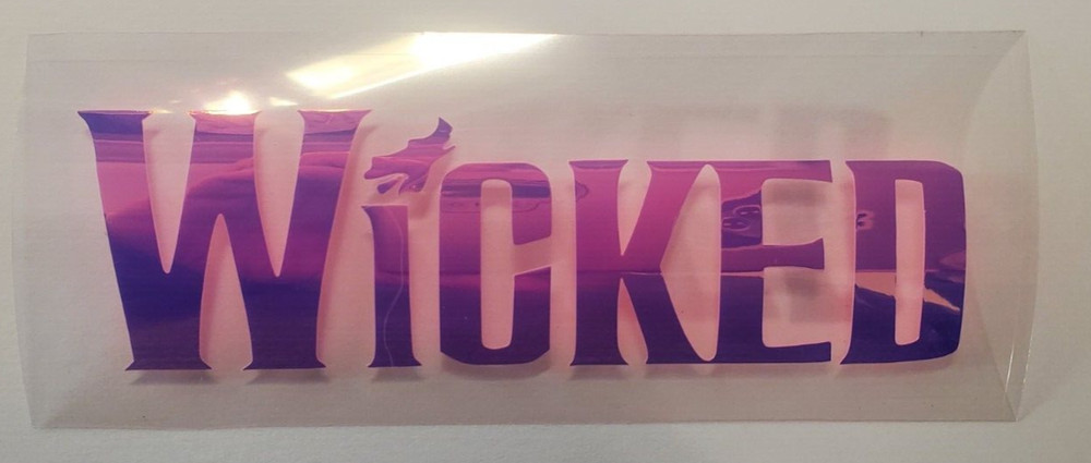 Wicked Movie Decal, Glinda and Elphaba Sticker, pink-purple holographic vinyl