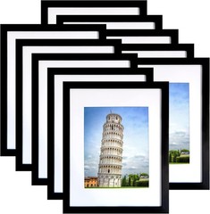11X14 Picture Frame Set of 10, Display Pictures 8X10 with Mat or 11X14 Prints wi