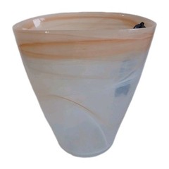 Alabaster Glass Vase Hand Decorated In Turkey Multicolor 9.25″ Food Safe, New