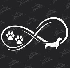 Dachshund And Paw Infinity Vinyl Decal Made to order