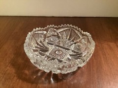 Vintage Imperial Nu Cut Pressed Glass Round Candy Dish As Is