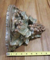 Vintage Gold Grape Cluster Wall Shelf Sconce Tuscan Italian Resin Display