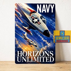 Navy Horizons Unlimited Fighter Jet Metal Poster Tin Sign 20x30cm Aviation Decor
