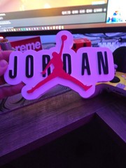 Jordan Jumpman Basketball Decorative Plastic Sign, White/Black/Red Printed