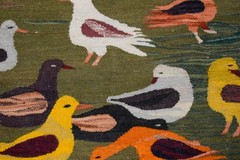 4.5ft Handwoven Bird Tapestry – Colorful Nature Wall Hanging Art – Woven Kilim