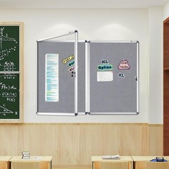 VIZ-PRO Tamperproof Lockable Gray Fabric Noticeboard Aluminium Framed 36×24 In