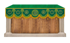 Embroidered Superfrontal Adorned with Golden Fringes for Liturgical Church use