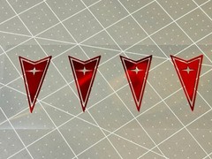 4-Pack Of Pontiac Logo Vinyl Decals Many Sizes/Colors Buy 2 Get 1 Free FREE Ship