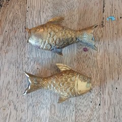 Brass Fish Curtain Rod Finial, Set of 2, 5 in, Animal Theme
