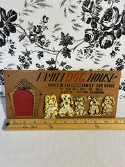 Nostalgic Used ‘Family Dog House’ Wall Plaque with Flaws & Writing on it ~ Dogs