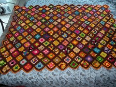 Vintage 64″ x 44″ “Roseanne”/ “Grannycore” Crochet Multicolor Afghan