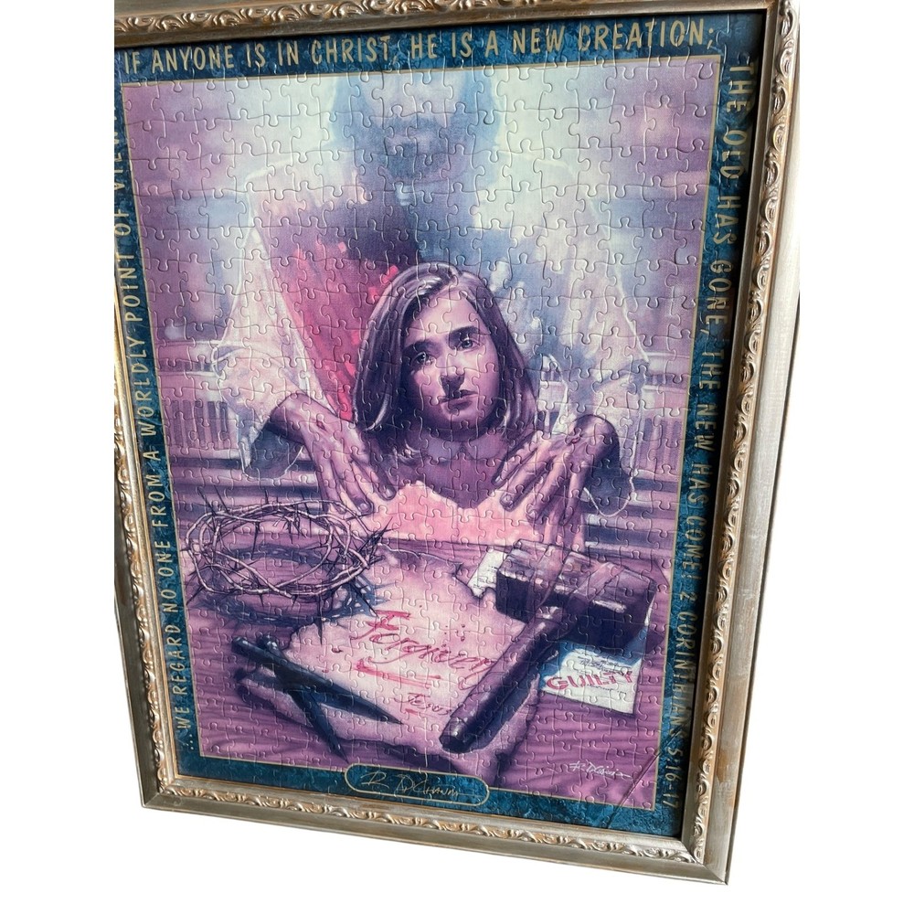 Framed Religious Jigsaw Puzzle Christian Art Decor Bible Verse Gift