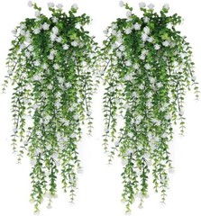 8pc Artificial Hanging Plant Fake Eucalyptus Leaf Vine Home Garden Outdoor Decor