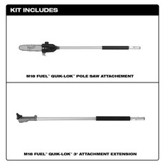 Milwaukee M18 FUEL 10″ Pole Saw Attachment w/ QUIK-LOK 3 ft Extension