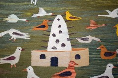 4.5ft Handwoven Bird Tapestry – Colorful Nature Wall Hanging Art – Woven Kilim